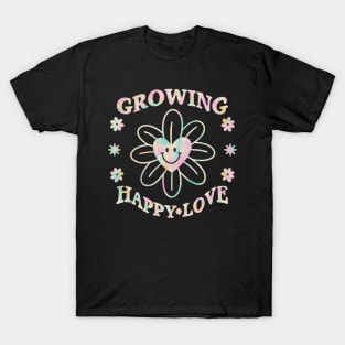 Flower Heart Retro 70s Tie Dye Rainbow Happy Love T-Shirt